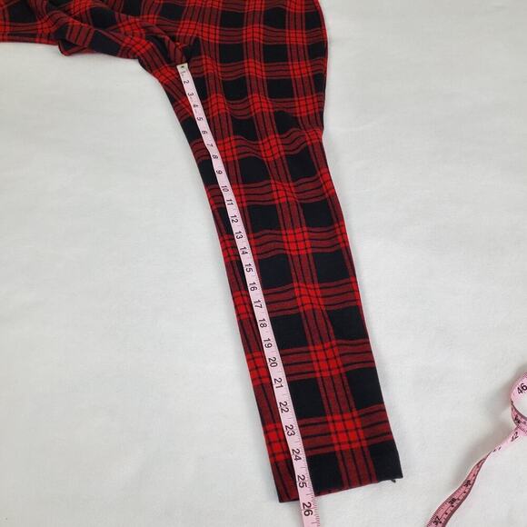 Talbots Buffalo Plaid Ankle Pull On Stretch Pants Petite 6P Red Black Leggings - Picture 8 of 8